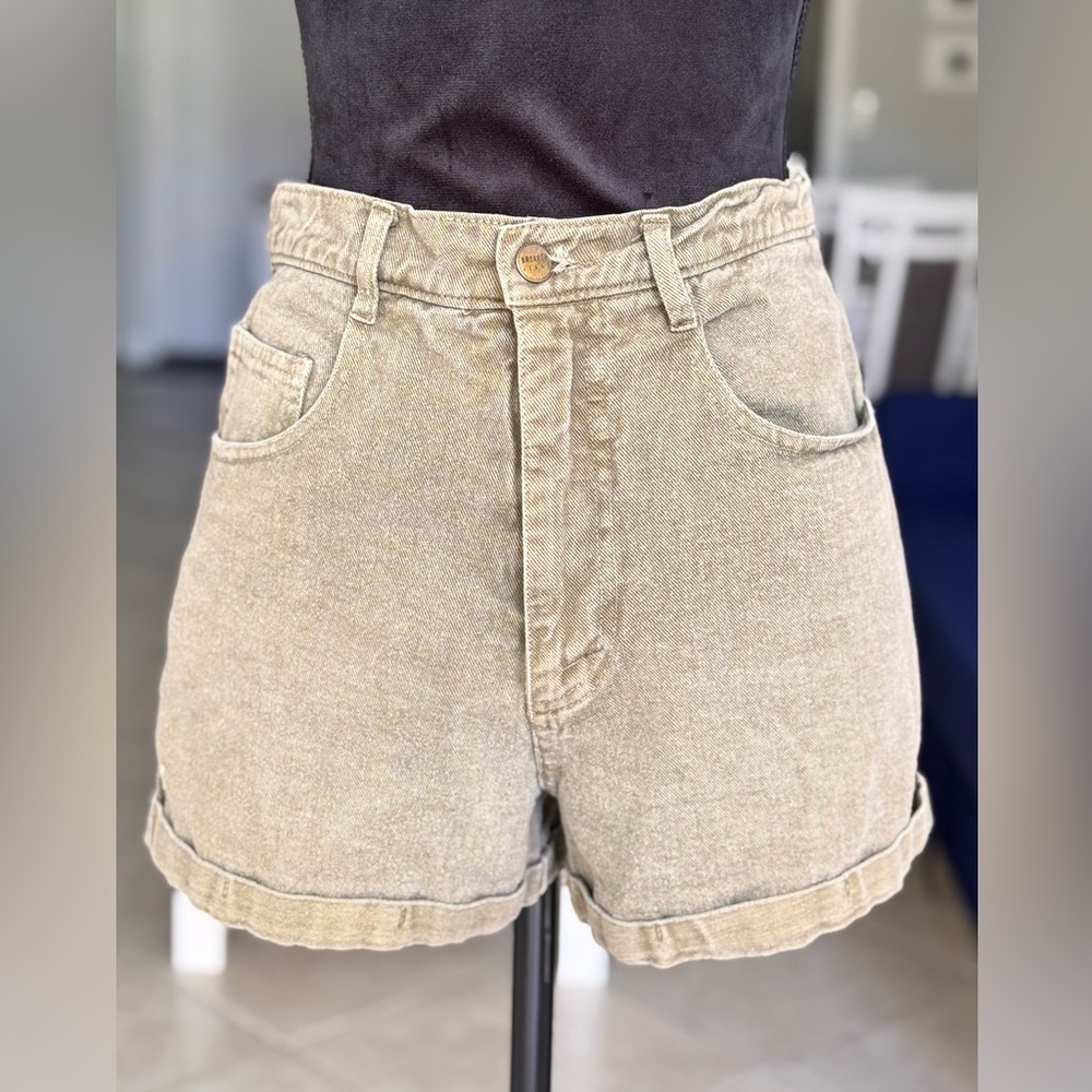 Breaker Jeans High-Waist Sage Green Denim Shorts Made in USA